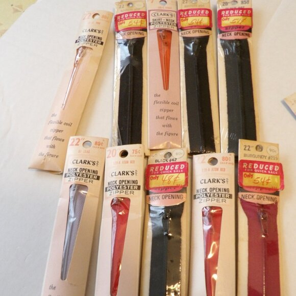 ZIPPERS MIXED Lot 30 Vintage Sewing Clark's, Unique, Talon, Pert New Old Stock - Picture 2 of 4